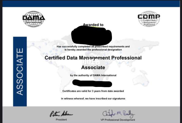 CDMP Associate证书样张